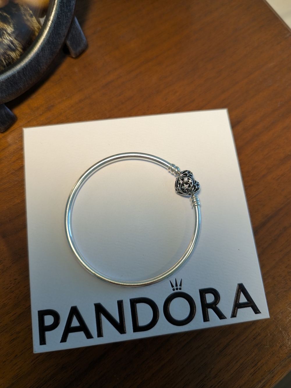 Pandora Celestial Heart Clasp Bangle Bracelet Sterling Silver Size Small 6.7 Box